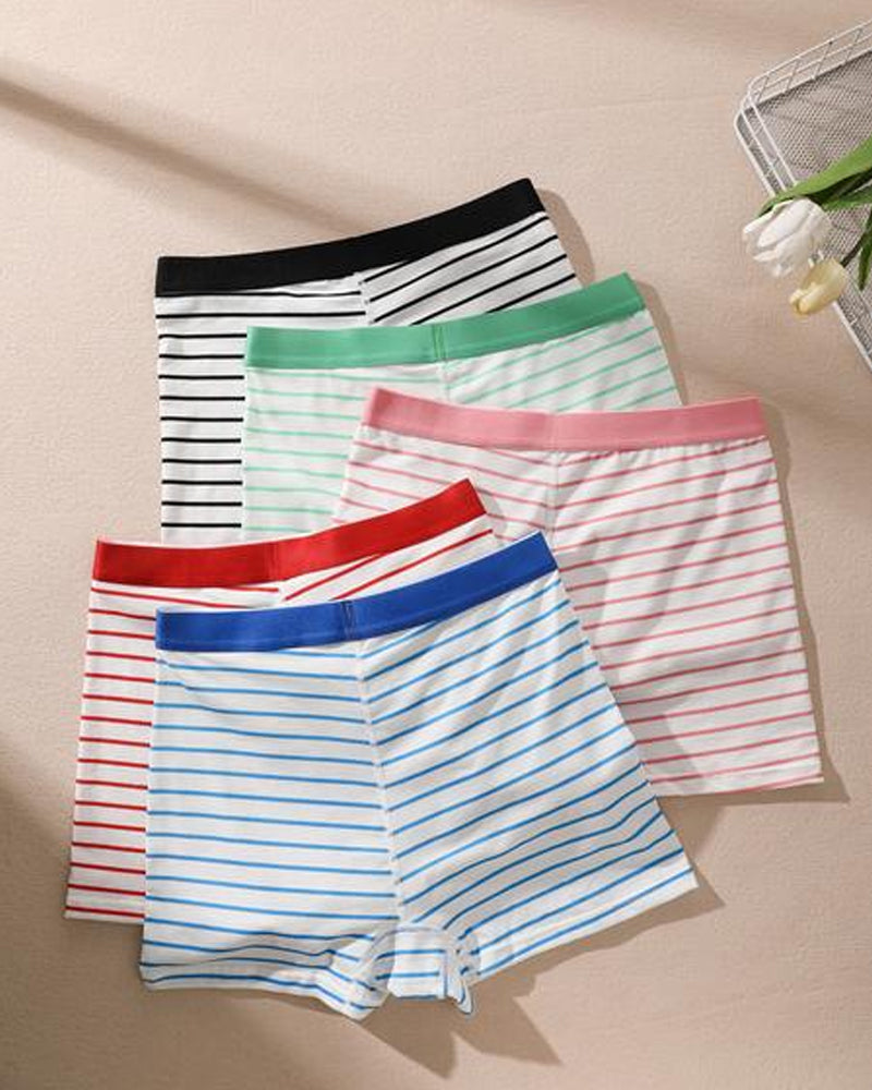 Striped Soft Breathable Boyshort Panties (5 Pack)
