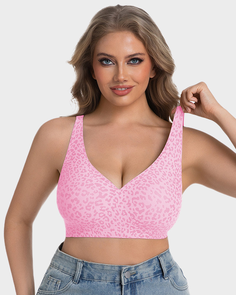 Wireless Leopard V-Neck Contour Bra