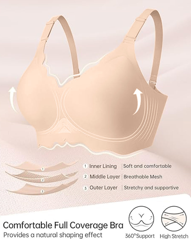 Soft Full Coverage Scalloped Wireless Jelly Bra